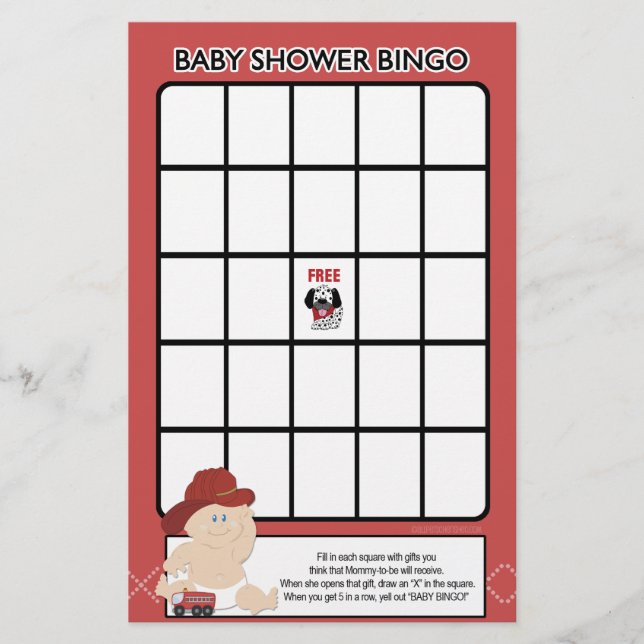 Baby Firefighter Baby Shower Bingo Game (Framsida)