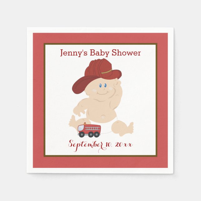 Baby Firefighter Customized Napkins Pappersservett (Framsidan)