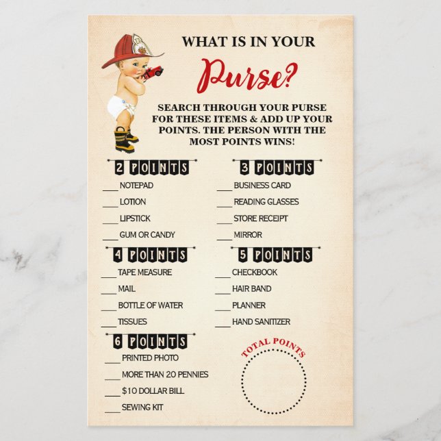 Baby Firefighter What is in your Purwer Card Flygblad (Framsidan)