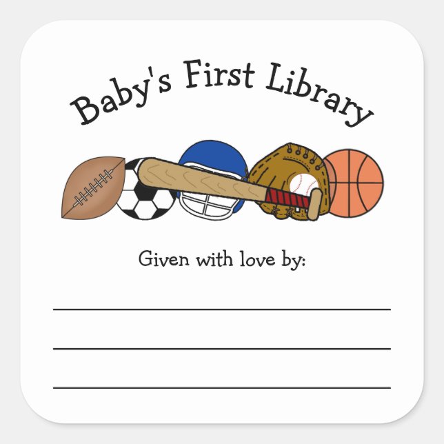 Baby First Bibliotek, bok Fyrkantigt Klistermärke (Framsida)