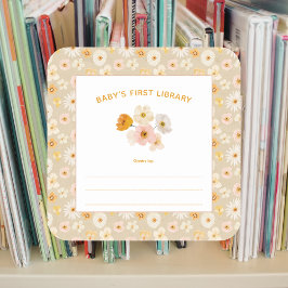 Baby First Bibliotek pressade blommor Fyrkantigt Klistermärke