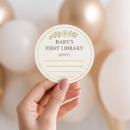 Baby First Bibliotek Vår nästa kapitel Baby Shower Runt Klistermärke