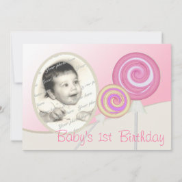 Baby First Birthday Lollipop Inbjudningar