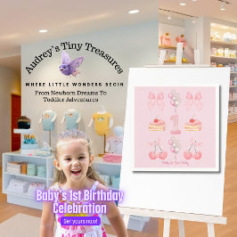 Baby First Birthday Pastel Rosa Bows Napkins Pappersservett