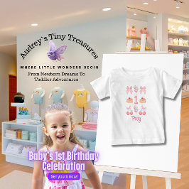 Baby First Birthday Pastel Rosa Bows T-Shirt
