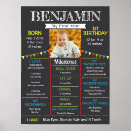 Baby First Birthday Photo Poster
