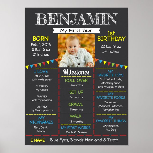 Baby First Birthday Photo Poster (Framsidan)