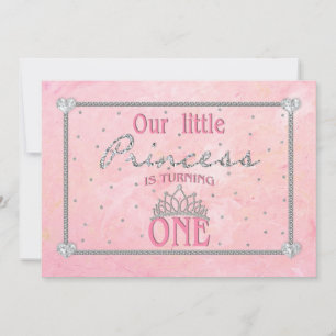 BABY FIRST BIRTHDAY - PRINCESS INVITATION - ROSA INBJUDNINGAR