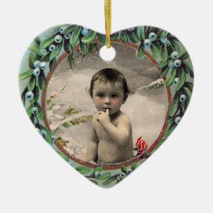 BABY FIRST CHRISTMAS HEART PHOTO TEMPLATE JULGRANSPRYDNAD KERAMIK