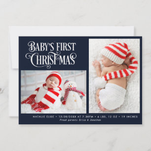 BABY FIRST CHRISTMAS helgdag födelsemeddelande Julkort