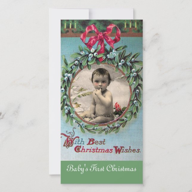 BABY FIRST CHRISTMAS KRONA PHOTO TEMPLATE JULKORT (Framsida)
