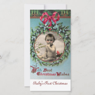 BABY FIRST CHRISTMAS KRONA PHOTO TEMPLATE JULKORT