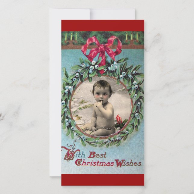 BABY FIRST CHRISTMAS KRONA PHOTO TEMPLATE JULKORT (Framsida)