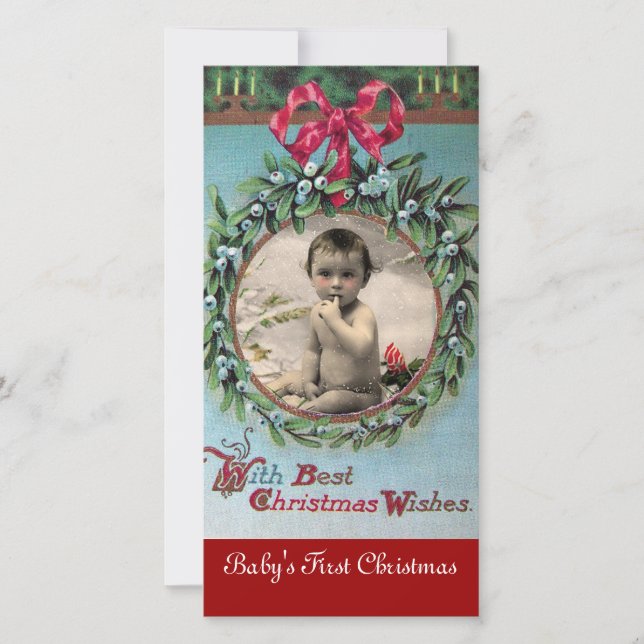 BABY FIRST CHRISTMAS KRONA PHOTO TEMPLATE JULKORT (Framsida)