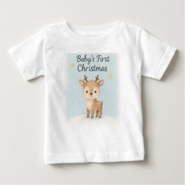 Baby first christmas reindeer cute festive family  t shirt