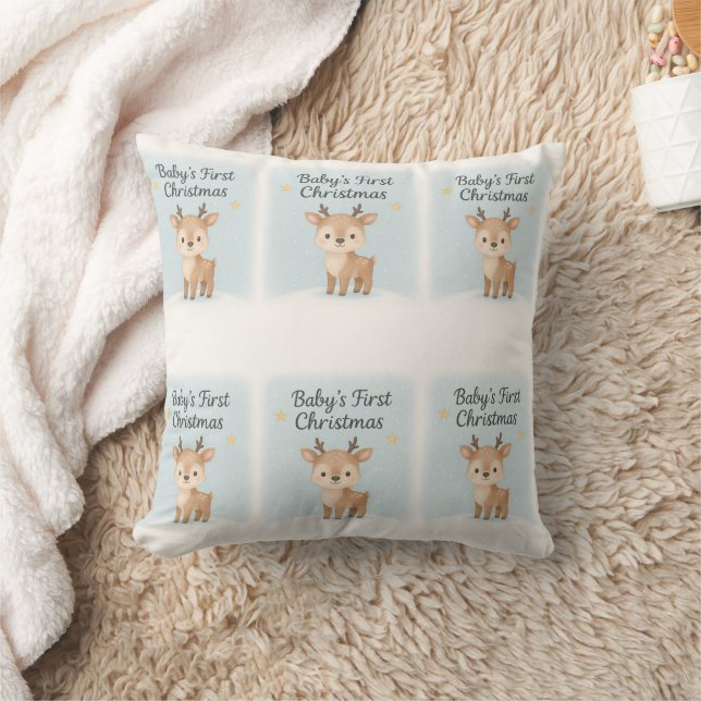 Baby first christmas reindeer cute nursery holiday kudde (Filt)