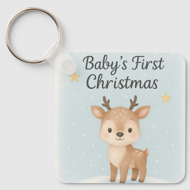 Baby first christmas reindeer cute tiny festive  nyckelring (Framsida)