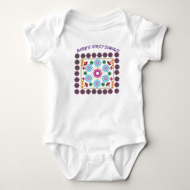 BABY FIRST DIWALI RANGOLI BABY BODYSUIT T SHIRT (Framsida)
