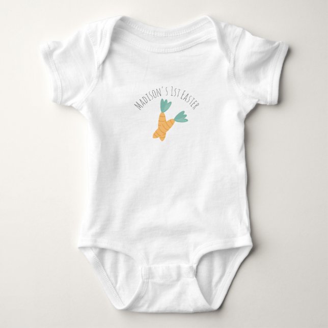 Baby First Easter Morötter Baby Onesie T Shirt (Framsida)