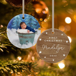 Baby First Faux Wood Photo Julgransprydnad Keramik