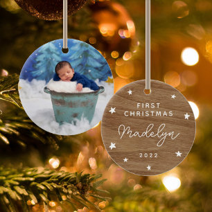 Baby First Faux Wood Photo Julgransprydnad Keramik