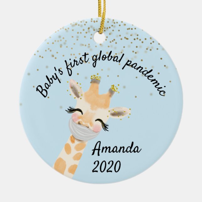 Baby First Global Pandemic Giraffe 2020 Julgransprydnad Keramik (Framsidan)