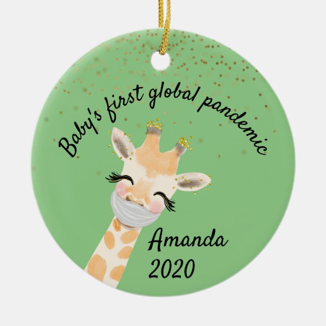 Baby First Global Pandemic Giraffe 2020 Julgransprydnad Keramik (Framsidan)