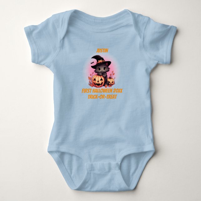 Baby First Halloween Cute Kitten T Shirt (Framsida)