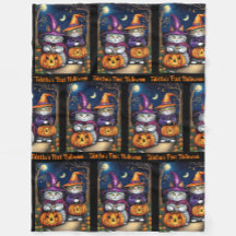 Baby First Halloween Cute Witch Cat Add Namn