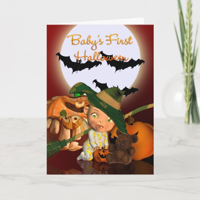 Baby First Halloween med fladdermus och pumpor Kort (Framsida)