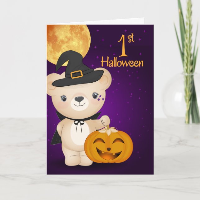 Baby First Halloween Nalle Witch Kort (Framsida)