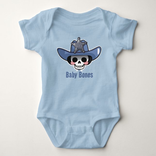 Baby First Halloween, Skeleton Cowboy Baby Bones T Shirt (Framsida)