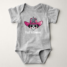 Baby First Halloween, Skeleton Cowgirl Bodydräkt T Shirt