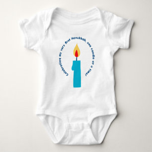 Baby First Hanukkah Candle Cute Funny Baby Bodys T Shirt