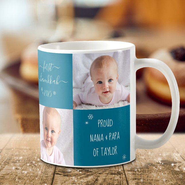 Baby First Hanukkah Grandparent 2 Photo Anpassning Kaffemugg (Skapare uppladdad)