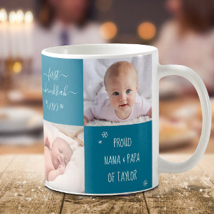 Baby First Hanukkah Grandparent 4 Photo Anpassning Kaffemugg