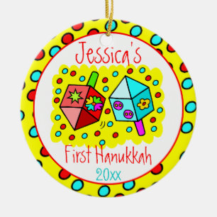 Baby First Hanukkah - TWO-SIDED Julgransprydnad Keramik