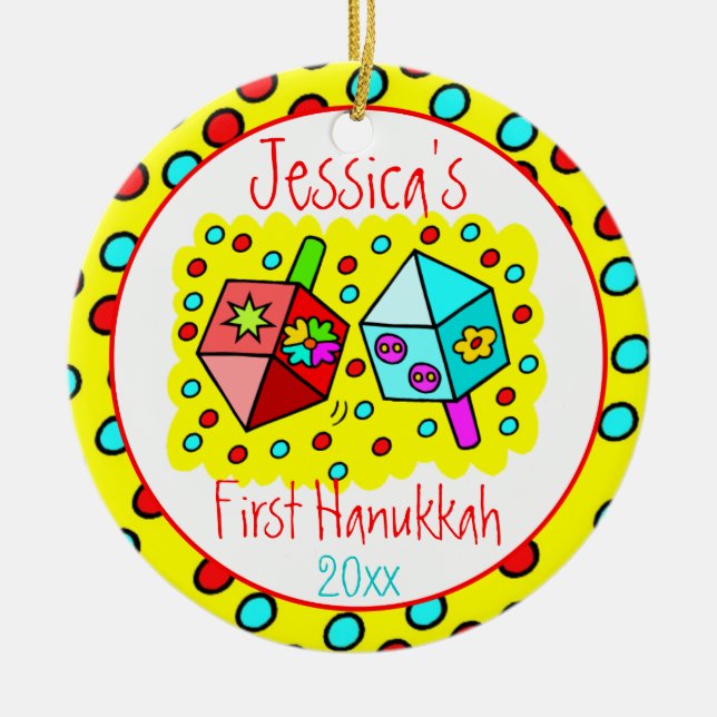 Baby First Hanukkah - TWO-SIDED Julgransprydnad Keramik (Framsidan)