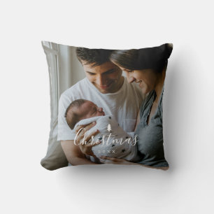 Baby First jul Anpassningsbar 2-foto White Script Kudde