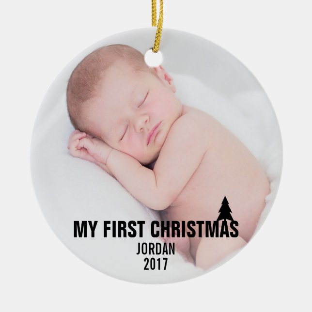 Baby First jul Anpassningsbar Ceramic Ornament (Framsidan)
