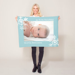 Baby First jul Blue Photo med Snöflingor Fleecefilt