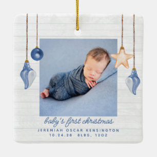 Baby First jul Blue Seashell Helgdag Photo Julgransprydnad Keramik