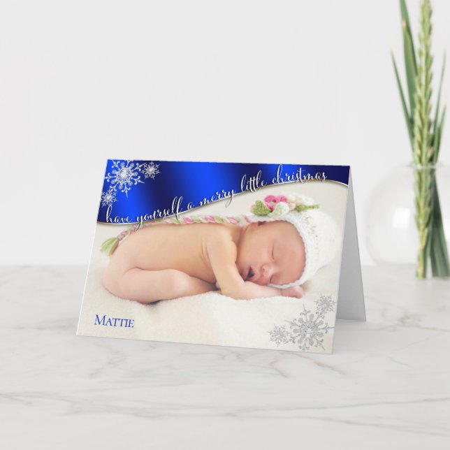 Baby First jul Blue- YOUR BABY PHOTO Kort (Framsida)