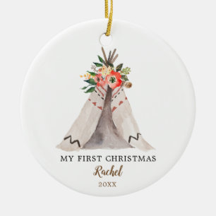 Baby First jul Boho Teepee Girl Ornament
