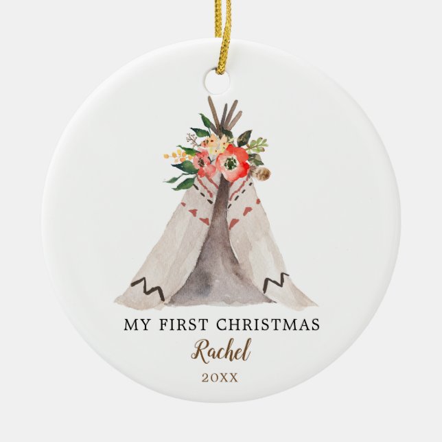 Baby First jul Boho Teepee Girl Ornament (Framsidan)