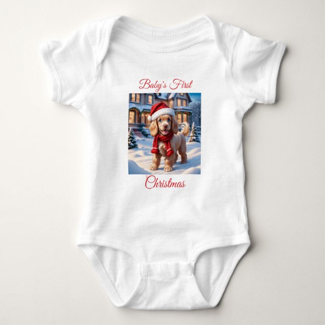 Baby First jul Cocker Spain T Shirt (Framsida)