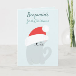 Baby First jul Cute Kattunge med Santa Hat Helgkort