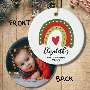 Baby First jul Cute Rainbow Heart Julgransprydnad Keramik
