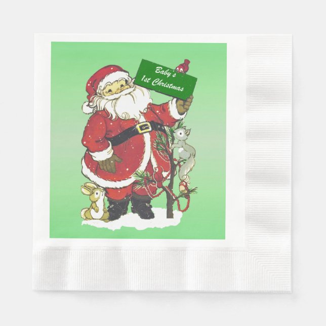 Baby First jul Cute Santa Sign Pappersservett (Framsidan)