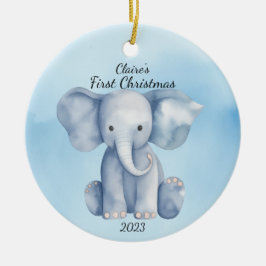 Baby First jul Elephant Blue Personlig Julgransprydnad Keramik